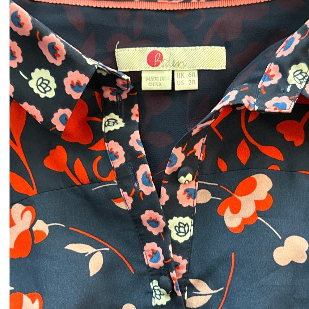 Boden Sybil Midi Shirt Dress Navy Wildflower Size 2R - Picture 8 of 10